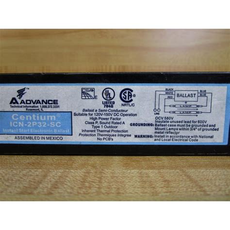 advance icn p sc centium electronic ballast icnpsc pack     box mara industrial