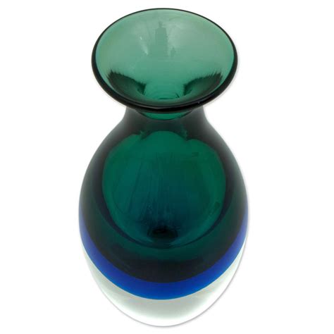 brazilian hand blown murano inspired art glass vase rain drop novica