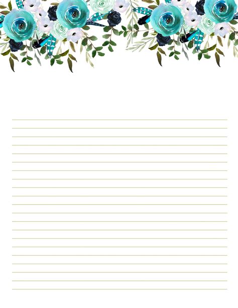 printable floral stationery paper trail design purple lined