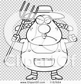 Plump Pitchfork Farmer Female Outlined Coloring Clipart Vector Cartoon Cory Thoman sketch template