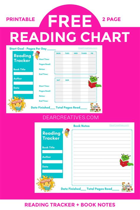 reading chart printables  editable  versions dear creatives