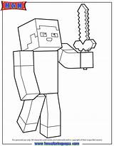 Minecraft Coloring Pages Kids Steve Sword Printable Color Colouring Boys Person Holding Mode Sheets Story Kleurplaat Simple Diamond Template Characters sketch template