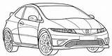 Civic Eg Colouring Drawings Audi R8 Carscoloring Seç sketch template