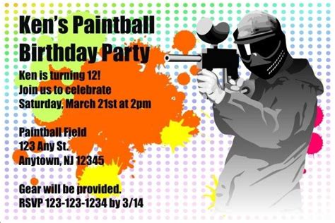 awesome paintball party invitations beautiful paintball party