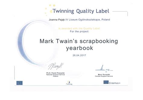 mark twains scrapbooking yearbook etwinning erasmus project