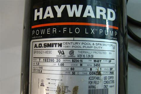hayward power flo lx pump hp  amps bz     ebay