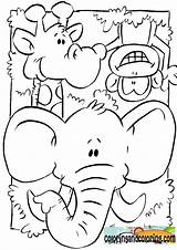 Jungle Coloring Pages Themed Getcolorings Color Animals sketch template
