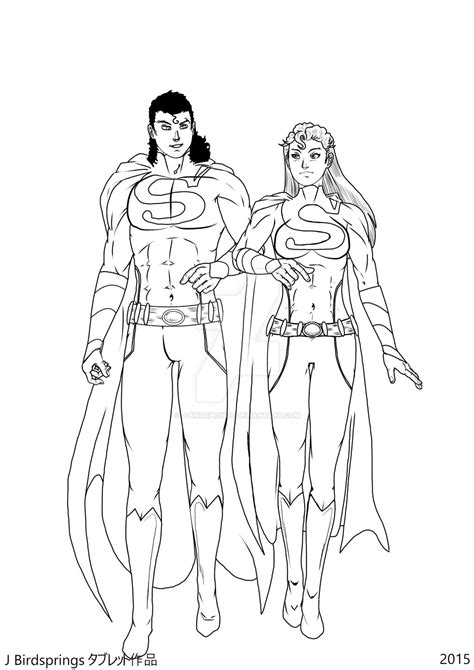 era  unity superman  supergirl lineart   birdsprings
