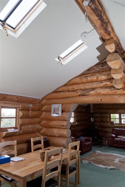 log cabin  lumen rooflights perfect   natural light   countryside log cabin
