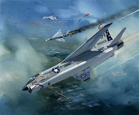 crusader kill  vietnam aircraft art aviation art aircraft painting