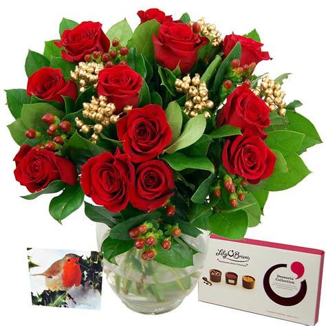 christmas rose gift set fresh flowers  uk delivery