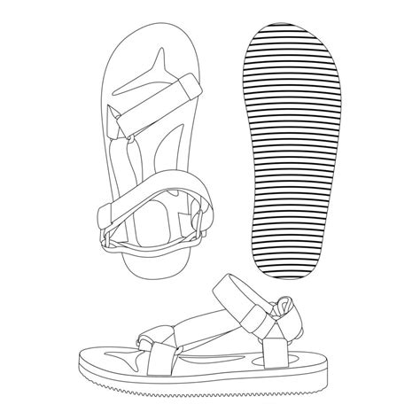 template sport beach sandal vector illustration flat design outline