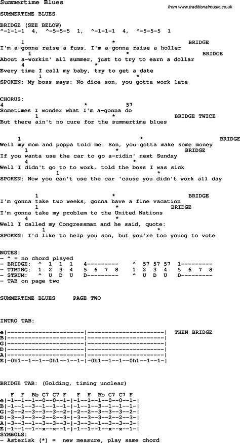 blues guitar lesson  summertime blues  chords tabs  lyrics