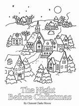 Coloring Christmas Night Pages Before Village Printable Twas Scene Color Books Book Print Crafts Sheets Colouring Trees Drawings Clipart Pt sketch template