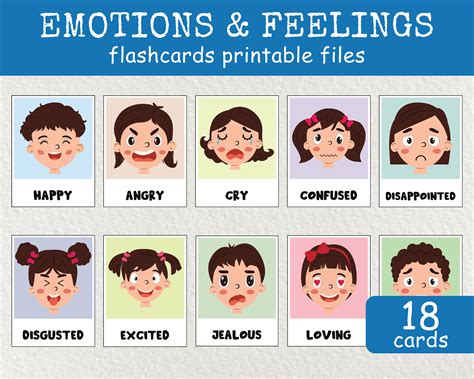 feelings faces flashcards emotion flashcards kids emotions