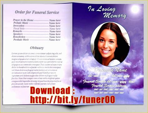 editable obituary template    funeral program template