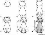 Cat Draw Coloring Simple Easy Printable Pages sketch template