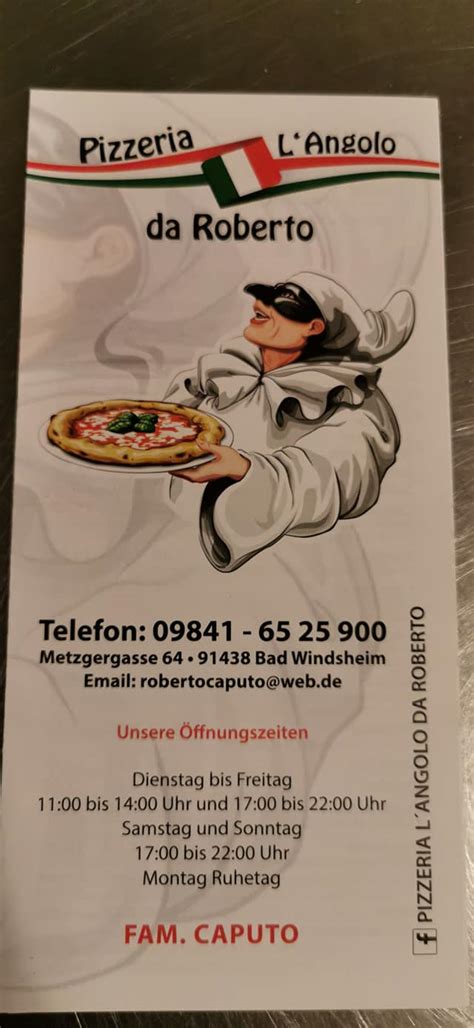 Pizzeria L Angolo Da Roberto Home Bad Windsheim Menu