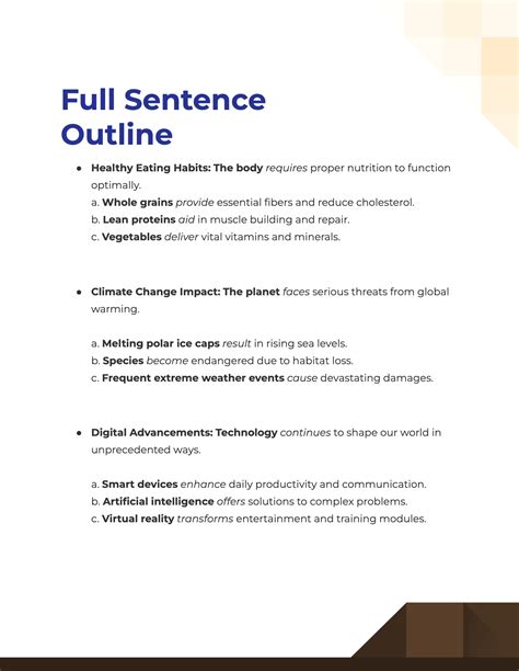 full sentence outline  examples  tips