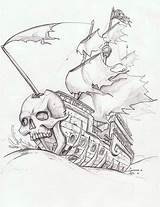 Ship Sunken Pirate Tattoo Drawing Getdrawings sketch template