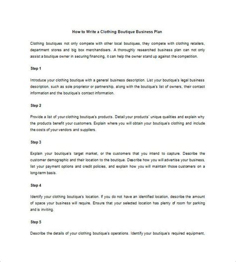 Boutique Business Plan Template