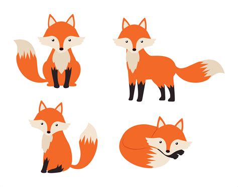 fox cartoon set  vector art  vecteezy