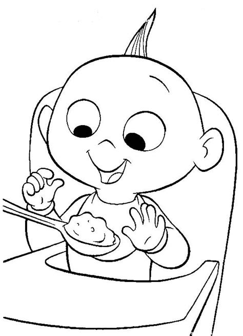jack jack  incredibles baby breakfast coloring page coloring sun