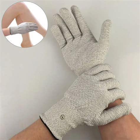 1pair Magic Pulse Massage Gloves Silver Fiber Conductive Electrotherapy