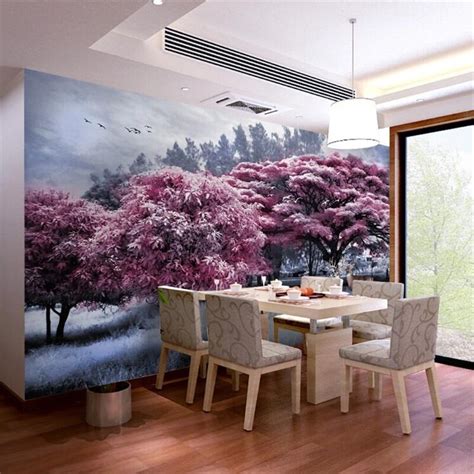 Wellyu Custom Wallpaper Papel De Parede Beautiful Pink Forest Big Tree