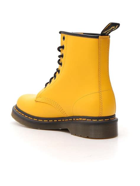 dr martens leather  lace  boots  yellow lyst