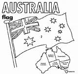 Flag Coloring Australia Map Fluttering Sheet Pages Preschool Students sketch template