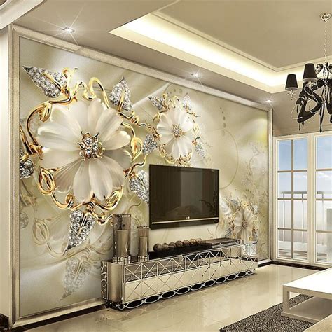 Custom Wallpaper For Living Room Diamond Jewelry Large