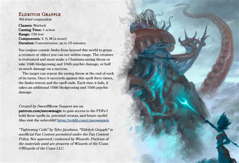 eldritch grapple 9th conjuration dungeons and dragons homebrew