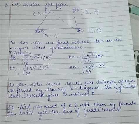 Find The Area Of Quadrilateral Whose Vertices Are A 3 1