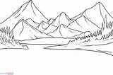 Drawing Landscape Mountain Lake Scenery Easy Pencil Drawings Landscapes Sunset Step Beginners Sketch Pastels Oil Simple Draw Color Over Water sketch template