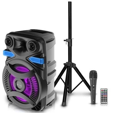 technical pro  watts rechargeable   bluetooth led speaker package  tripod