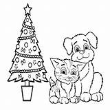 Coloring Christmas Pages Dog Cat Cats Print Printable Kittens Color Detailed Dogs Realistic Tabby Getcolorings sketch template