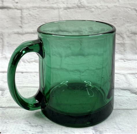 Vintage Emerald Green Glass Coffee Mug Made In Usa Christmas Holiday