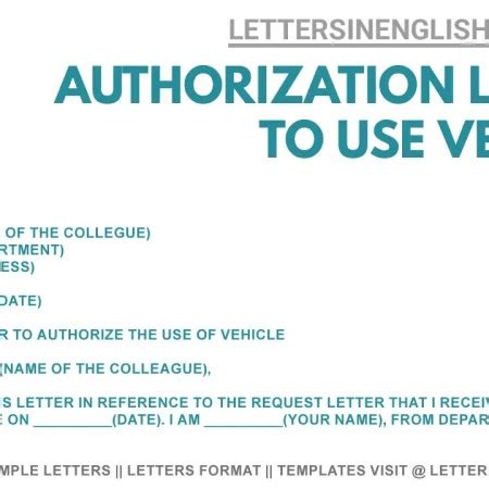 request letter  company vehicle sample authorization letter