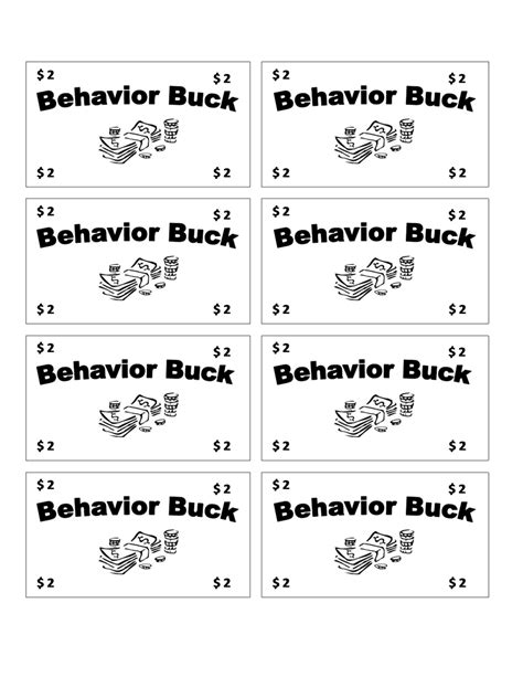 behavior bucks templates  printable  templateroller