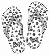 Coloring Summer Sandals Flop Flip Pages Kindergarten Printable sketch template