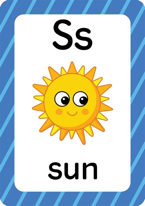 sun vector isolated  white background letter  flashcard sun cartoon