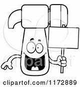 Hammer Mascot Holding Sign Happy Coloring Clipart Cartoon Outlined Vector Cory Thoman Wanting Hug Loving Clipartof sketch template
