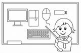 Computer Coloring Pages School Outline Computers Subject Teaching Kids Flashcards Subjects Flashcard Learning Materials sketch template
