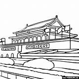 Coloring Beijing China Forbidden City Pages Chinese Drawing Famous Landmarks Thecolor Building Color Places Landmark Place Getdrawings sketch template