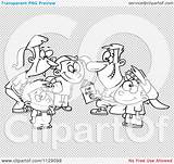 Football Clipart Huddling Outlined Going Play Book Family Over Royalty Vector Cartoon Toonaday Transparent Illustration Background sketch template
