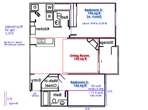 square footage  bedroom apartment