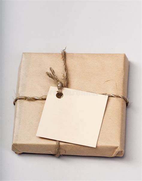 wrapped parcel  label stock photo image  shipping