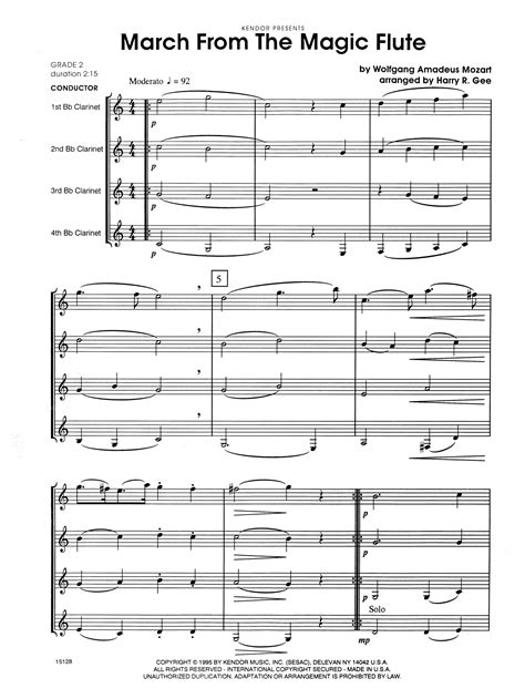 march   magic flute full score sheet  harry  gee woodwind ensemble