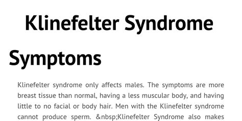 Klinefelters Syndrome Treatment